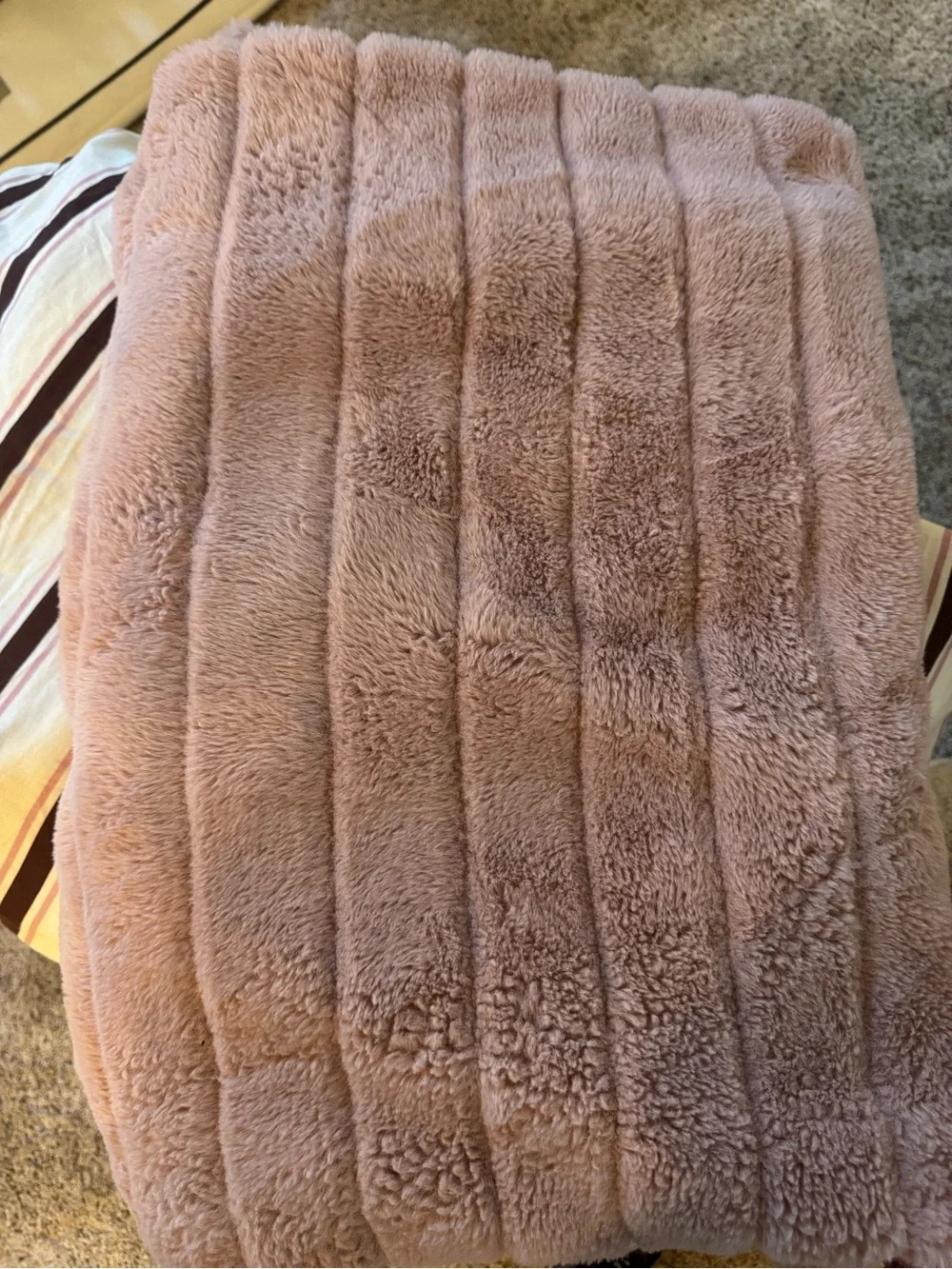 Striped Pink &Cream Duvet CoverEver Lasting(4 items)duvet, insert,pillow,blanket